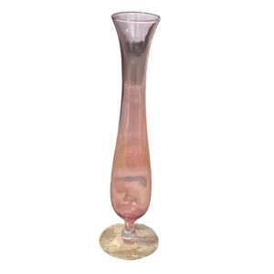 Vintage Footed Pink Glass‎ Bud Vase